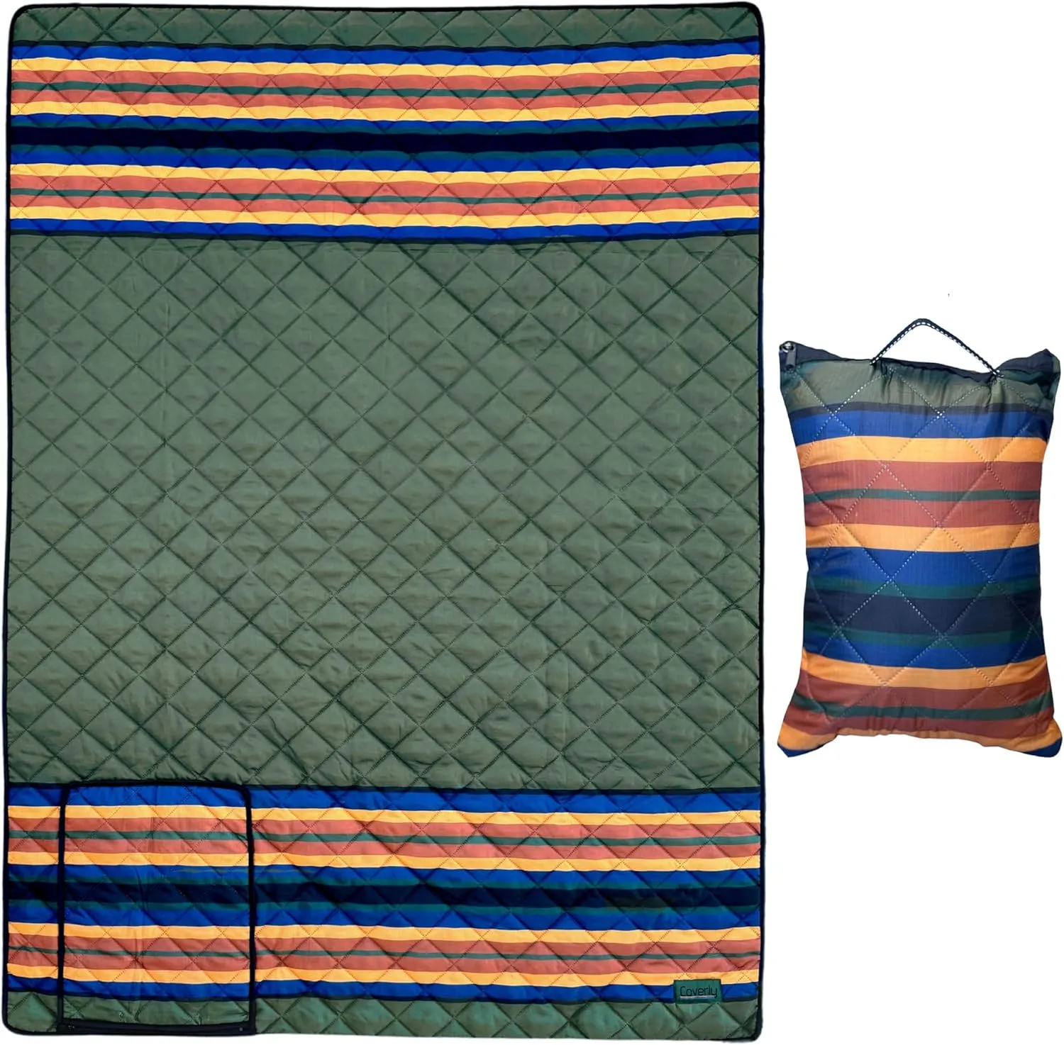 Puffer Blanket - Original Puffy Zippered Picnic, Concert, Festival Throw - Alternative Down Camp Outdoor Blanket