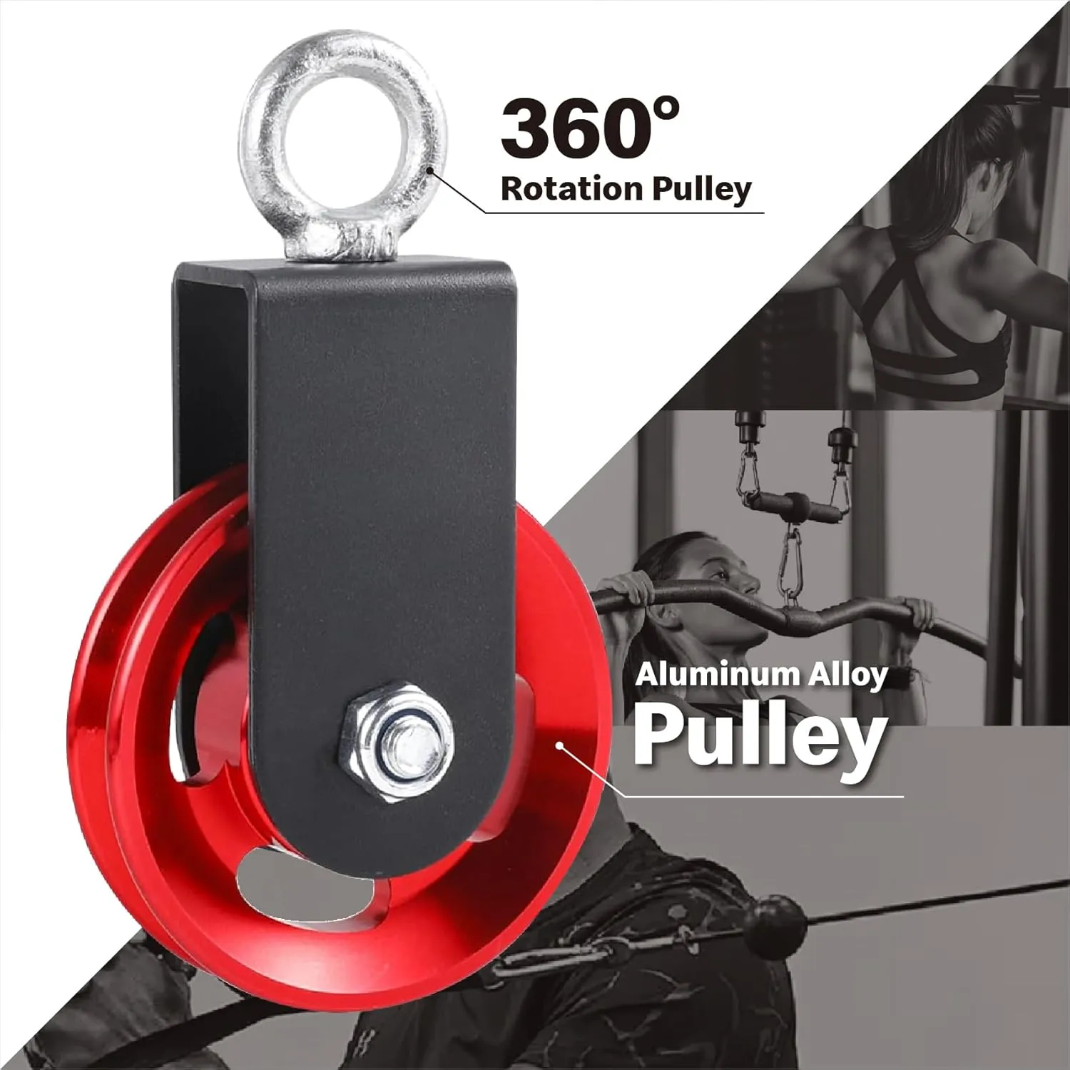 Pulley system for home gym, Aluminum GYM Pulley Wheel Universal Aluminum Alloy Bearing Pulley Wheel for Cable Machine Gym Equipment Part Garage Door