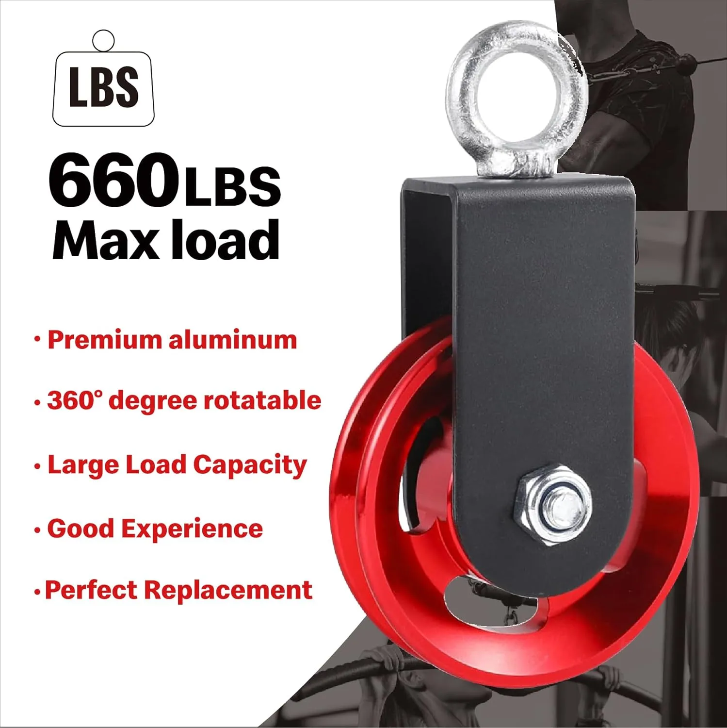 Pulley system for home gym, Aluminum GYM Pulley Wheel Universal Aluminum Alloy Bearing Pulley Wheel for Cable Machine Gym Equipment Part Garage Door