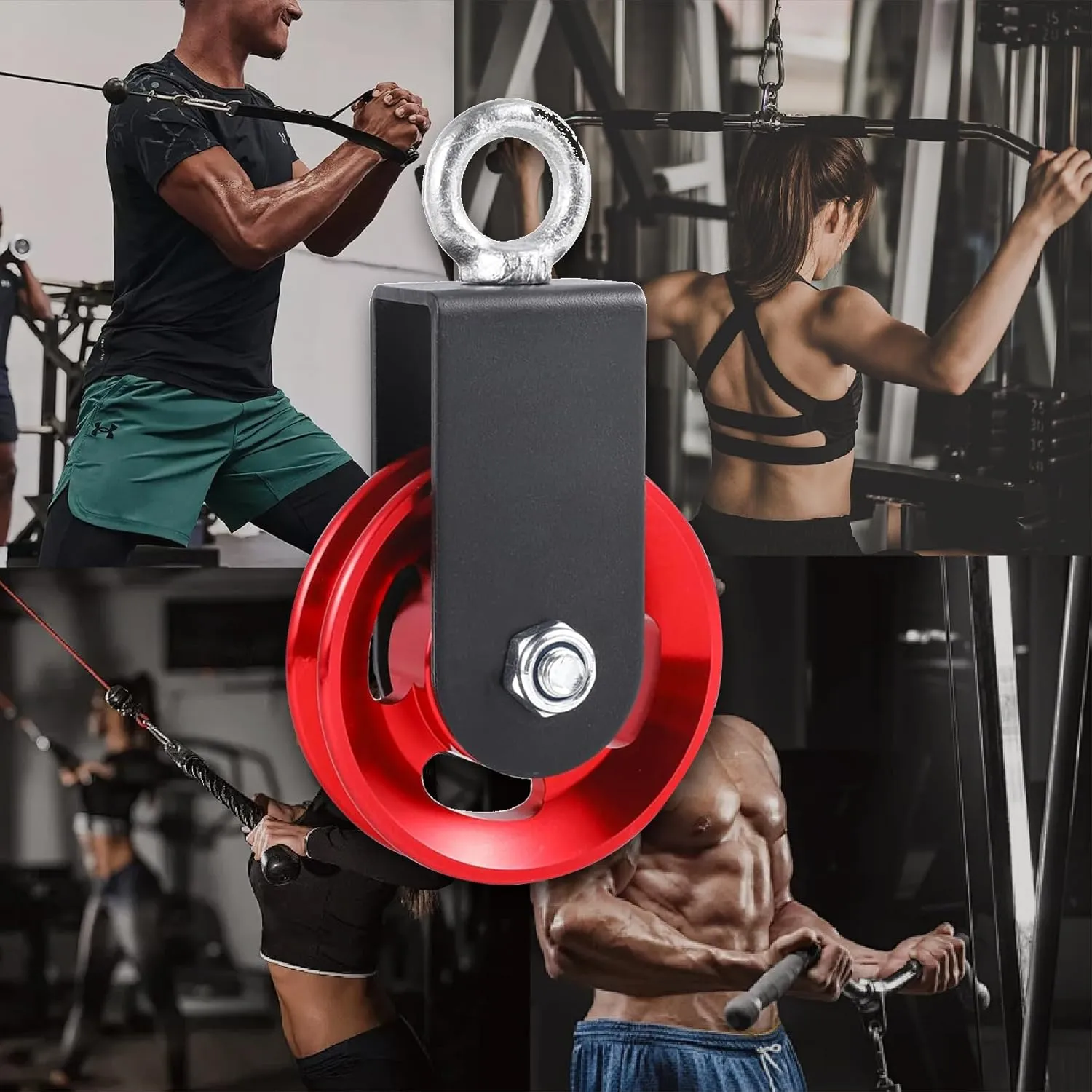 Pulley system for home gym, Aluminum GYM Pulley Wheel Universal Aluminum Alloy Bearing Pulley Wheel for Cable Machine Gym Equipment Part Garage Door