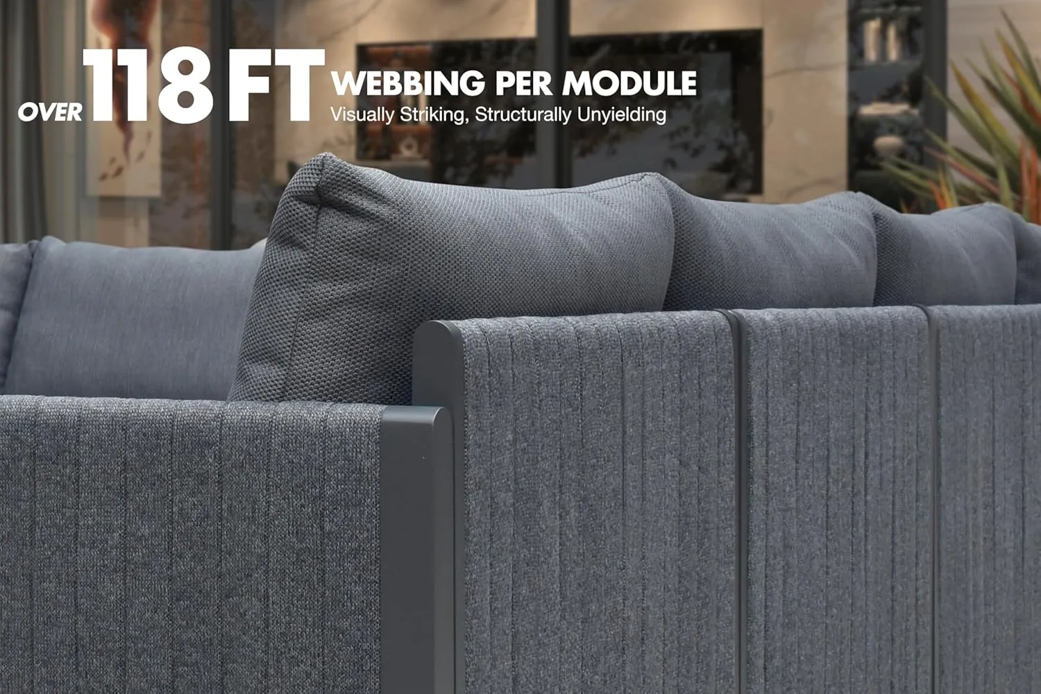 PURPLE LEAF 7 Pieces Patio Conversation Sets with Ottoman All Weather Outdoor Couch Sectional Set with Cushion Patio Conversation Set for Garden Poolside Backyard Gray