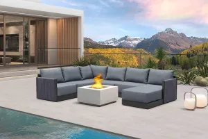 PURPLE LEAF 7 Pieces Patio Conversation Sets with Ottoman All Weather Outdoor Couch Sectional Set with Cushion Patio Conversation Set for Garden Poolside Backyard Gray