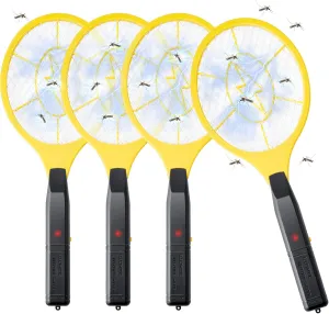 Qualirey 4 Pack Electric Fly Swatter Handheld Bug Zapper, Indoor Outdoor 17. 3" Zapping Racket for Pest Mosquito & Flies, Battery Powered Safe to Touch with 3-Layer Safety Mesh
