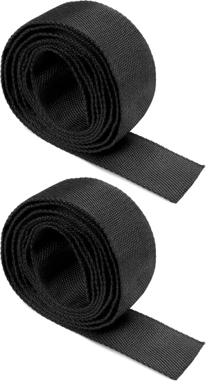 QWORK Winch Rope Protector Sleeve, 2 Pack 5cm/1.97" Wide x 2m/6.6' Long Polyester Winch Rope Protective Sleeve Trailer Winch Parts, Black