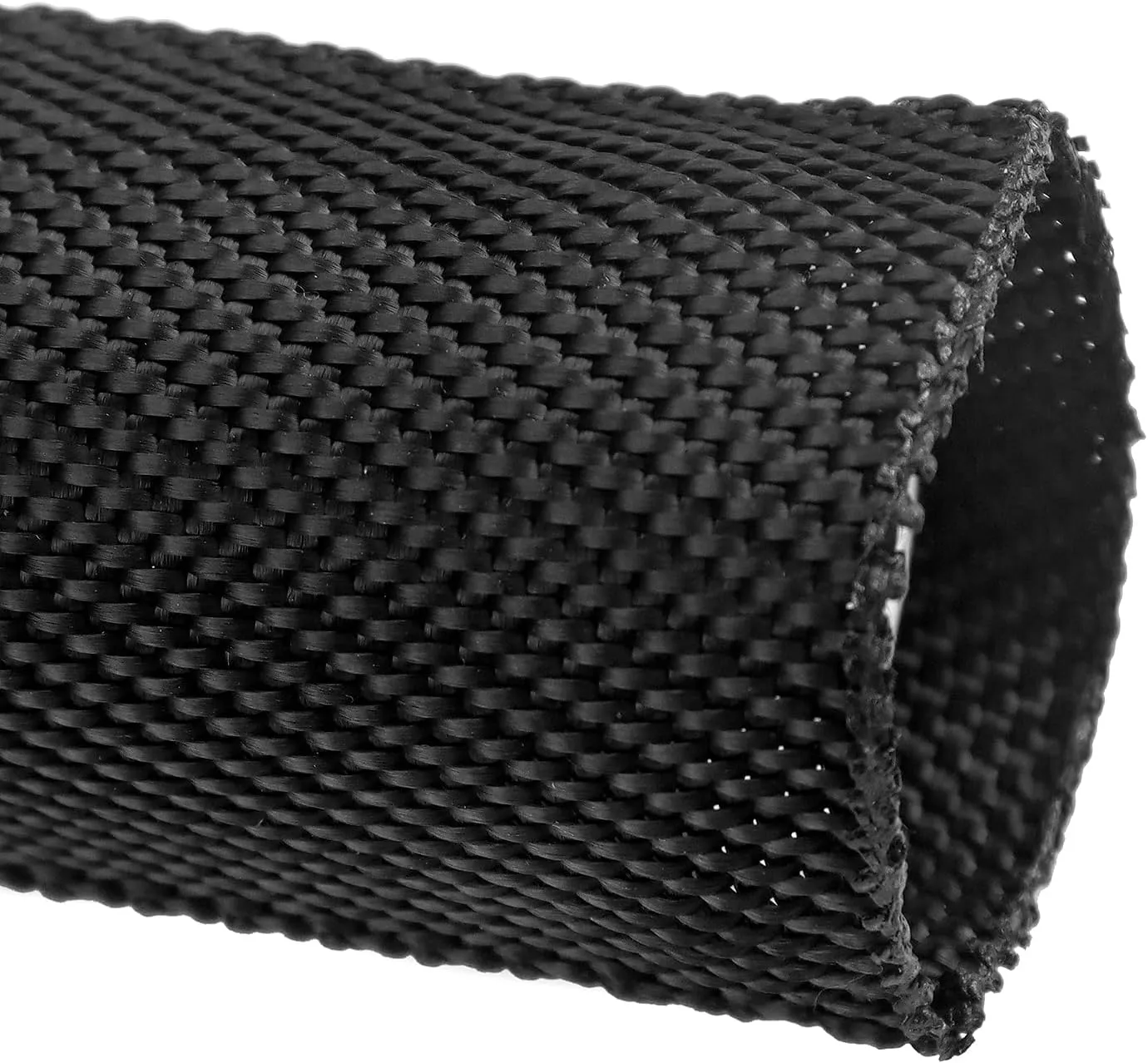 QWORK Winch Rope Protector Sleeve, 2 Pack 5cm/1.97" Wide x 2m/6.6' Long Polyester Winch Rope Protective Sleeve Trailer Winch Parts, Black