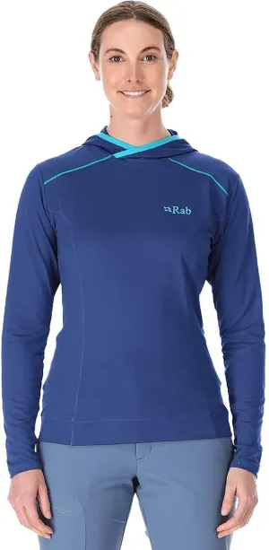 Rab Women's Force Hoody - Lightweight Long-Sleeve Hooded Baselayer Shirt for Hiking, Climbing, & Trail Running