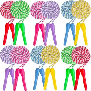 Ram Pro All Purpose Jump Rope Stripe Ropes With Plastic Handles for any Skill Level, 12PK, 6 colors (2 of each)