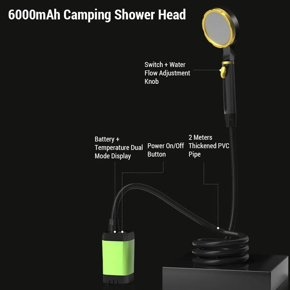 Rechargeable Electric Camping Shower Pump with Intelligent Digital Display for Outdoor Hiking