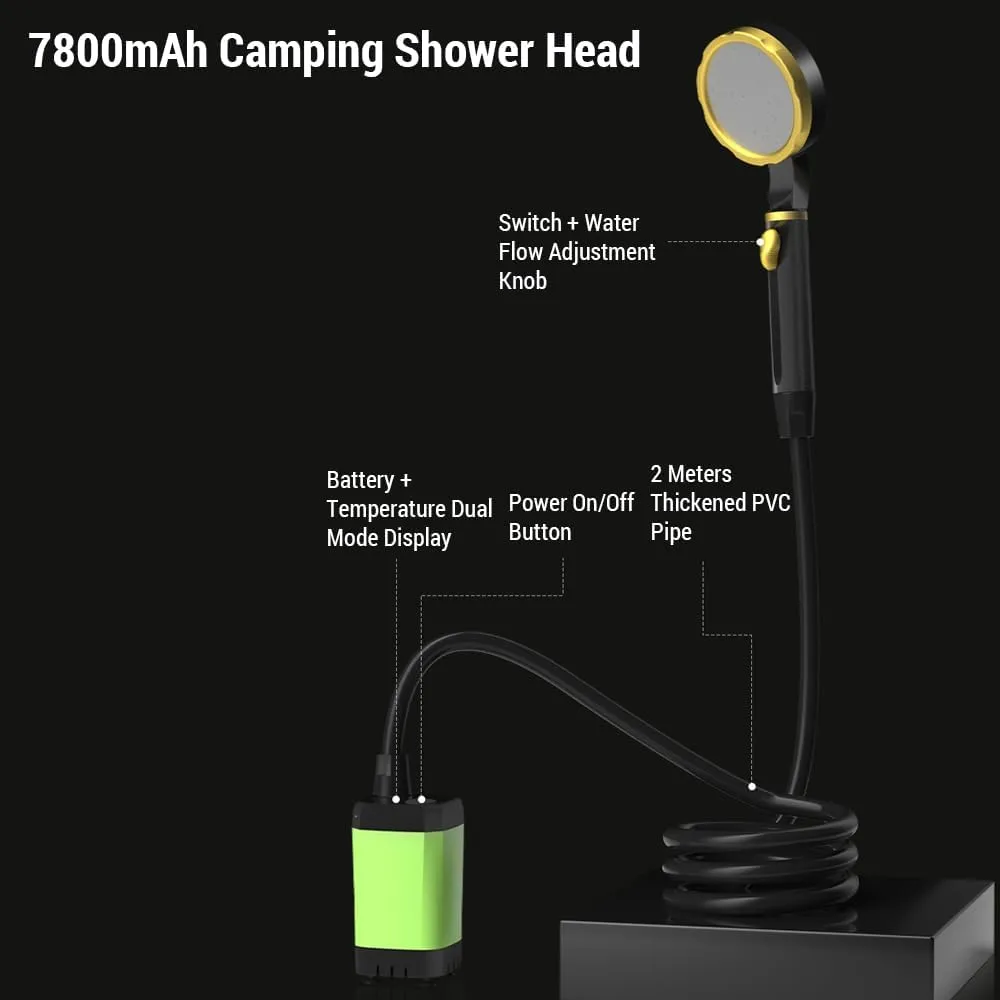 Rechargeable Electric Camping Shower Pump with Intelligent Digital Display for Outdoor Hiking