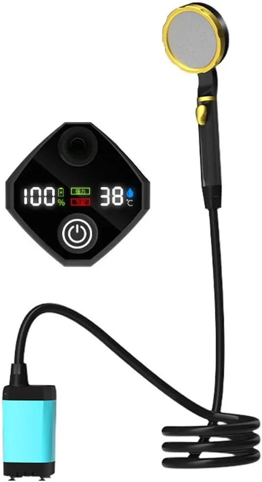 Rechargeable Electric Camping Shower Pump with Intelligent Digital Display for Outdoor Hiking