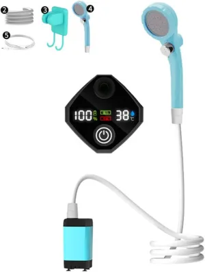 Rechargeable Electric Camping Shower Pump with Intelligent Digital Display for Outdoor Hiking