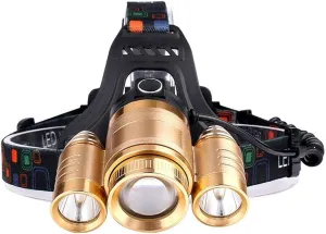 Rechargeable LED Head Lamp. HeadLamps for Adults, Camping, Outdoors & Hard Hat Work. Zoomable IPX45 Headlight