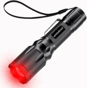 Red Light Flashlight， Dual LED Flashlights with Memory, 2 Color 3 Modes Torch- Handheld White & Red Lights Torch for Night Vision & Outdoor Activities