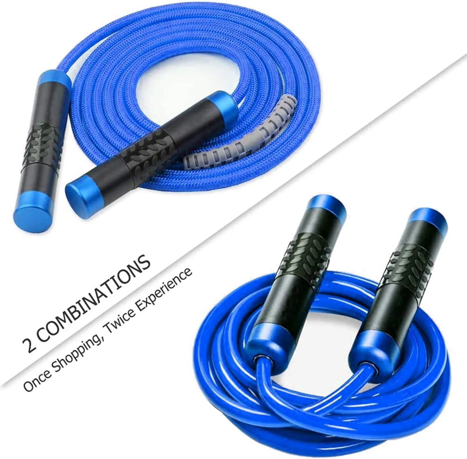 Redify Weighted Jump Rope for Workout Fitness(1LB), Tangle-Free Ball Bearing Rapid Speed Skipping Rope for MMA Boxing Weight-loss,Aluminum Handle Adjustable Length 9MM Fabric Cotton 9MM Solid PVC Rope