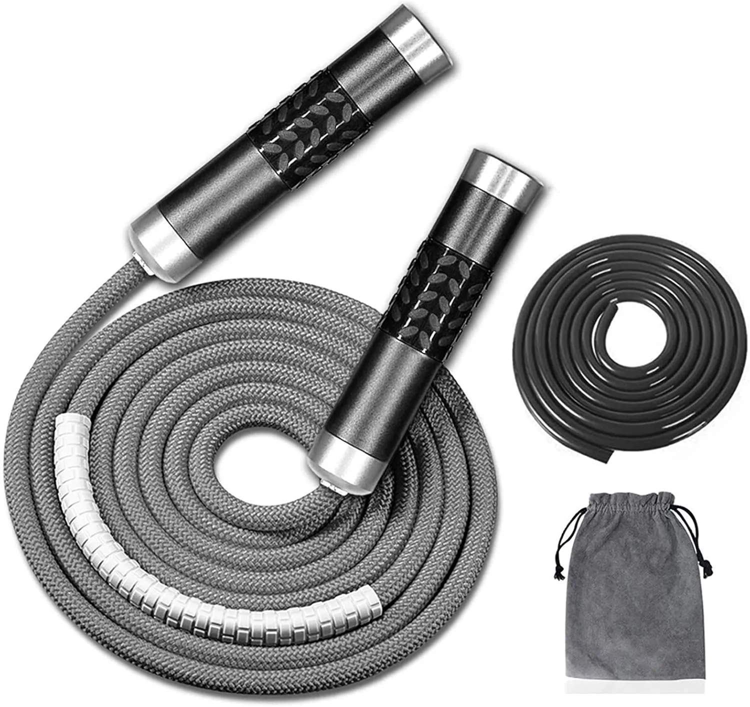 Redify Weighted Jump Rope for Workout Fitness(1LB), Tangle-Free Ball Bearing Rapid Speed Skipping Rope for MMA Boxing Weight-loss,Aluminum Handle Adjustable Length 9MM Fabric Cotton 9MM Solid PVC Rope