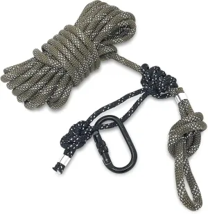 Reflective Safety Rope for Tree Stand 30ft Safety Harness Rope Camo with Prusik Knot Lifeline & Carabiner
