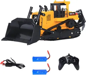 Remote Control Bulldozer 1/16 RC Front Loader Tractor Toy 2.4Ghz RC Construction Vehicles RC Dozer Toys for Boys Adults, 9 Channel Track Dozer Cars with Light & Sound