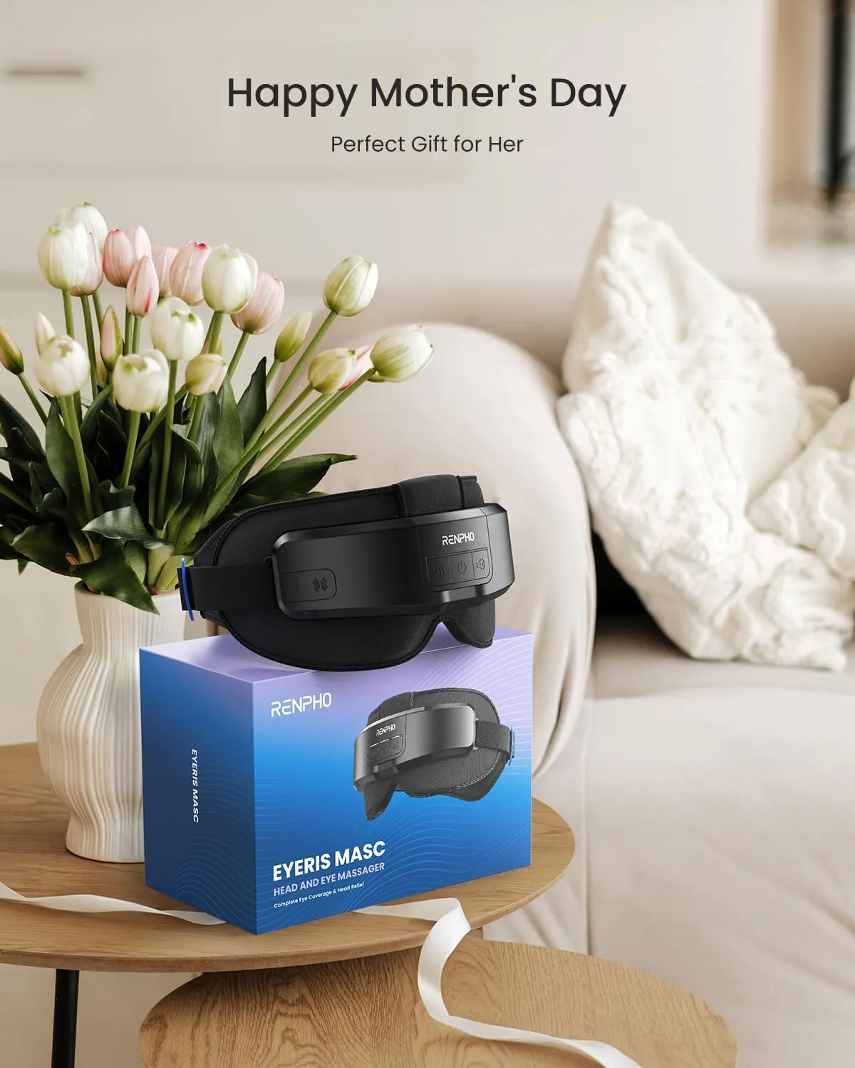 RENPHO FSA/HSA Eligible Head & Eye Massager, Eyeris Masc Heated Eye & Head Mask for Migraines, Headache Massager for Forehead, Occiput and Temple, Birthday Gifts for Women/Men/Mom/Dad