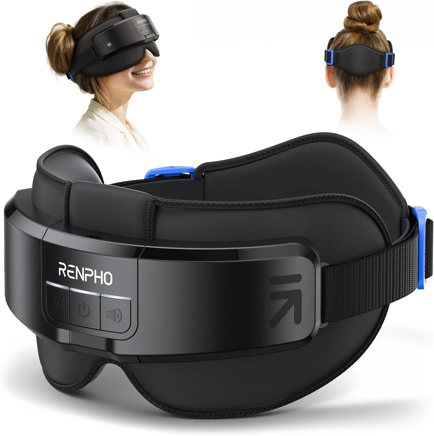 RENPHO FSA/HSA Eligible Head & Eye Massager, Eyeris Masc Heated Eye & Head Mask for Migraines, Headache Massager for Forehead, Occiput and Temple, Birthday Gifts for Women/Men/Mom/Dad