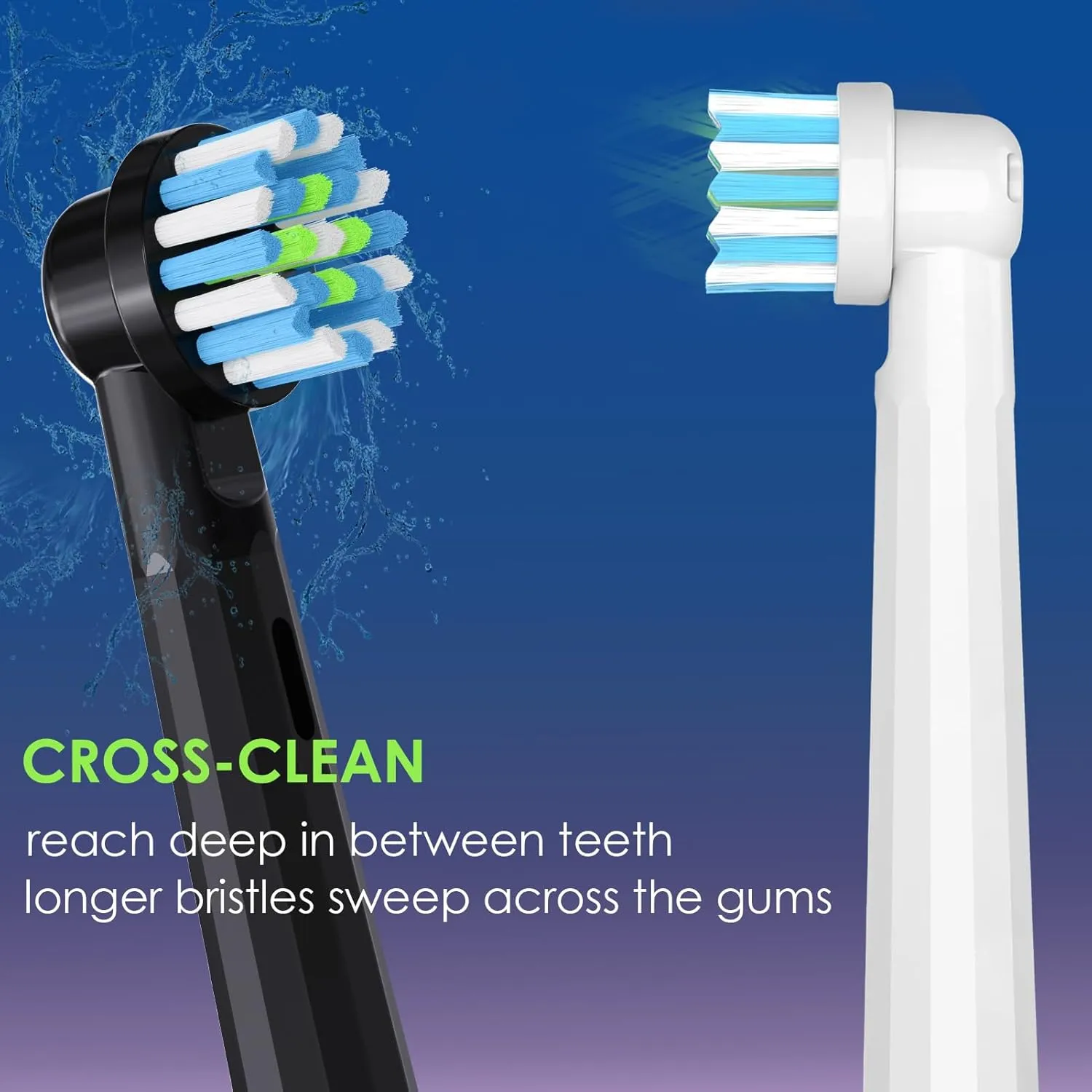 Replacement Brush Heads Compatible with Braun Oral B Pro 500 1000 Toothbrush, Fit Smart 1500, Genius X, Cross Sensitive Brush Head Refills, Medium Softness, 8 Count