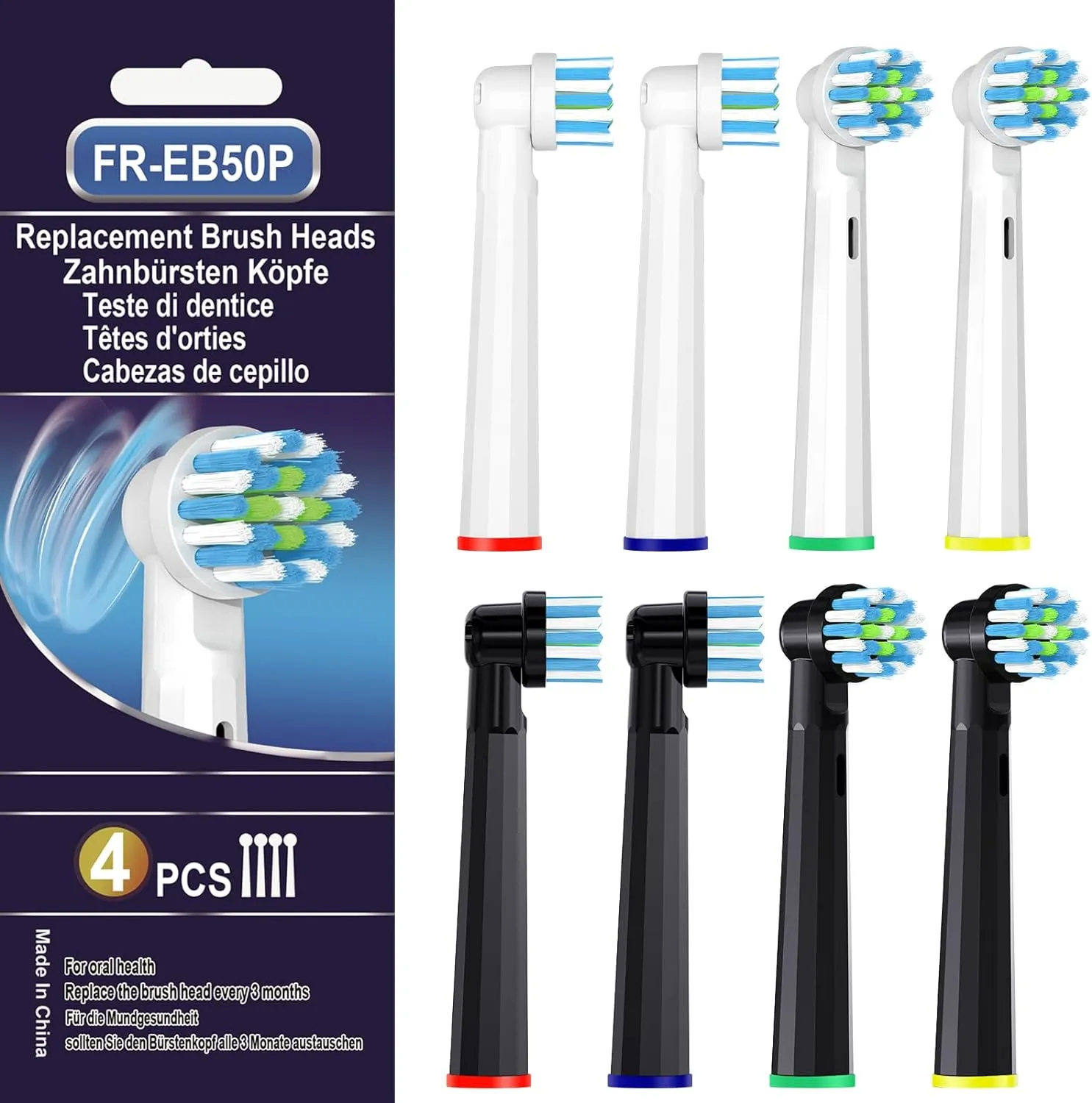 Replacement Brush Heads Compatible with Braun Oral B Pro 500 1000 Toothbrush, Fit Smart 1500, Genius X, Cross Sensitive Brush Head Refills, Medium Softness, 8 Count