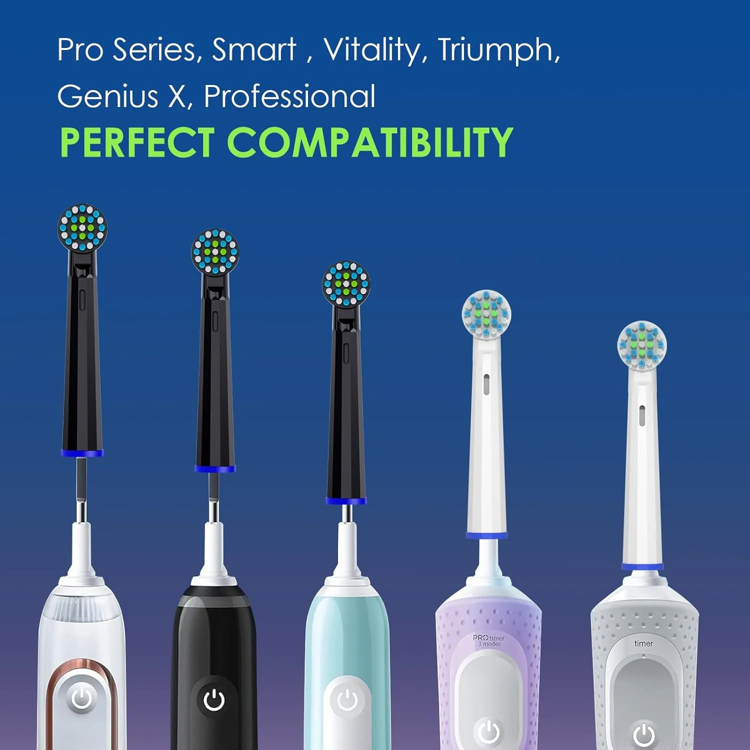 Replacement Brush Heads Compatible with Braun Oral B Pro 500 1000 Toothbrush, Fit Smart 1500, Genius X, Cross Sensitive Brush Head Refills, Medium Softness, 8 Count