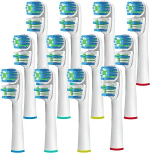 Replacement Brush Heads Compatible with OralB Braun- Best Double Clean, Pack of 12 Electric Toothbrush Replacement Heads- for Oral B Pro, 1000, 8000, 9000, Adults, Kids, Vitality, Dual Plus!