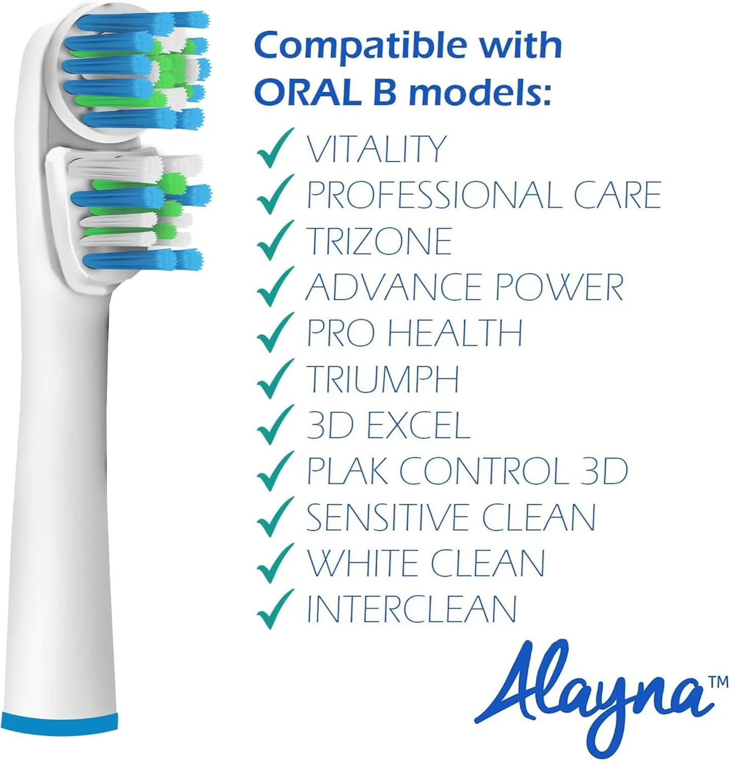 Replacement Brush Heads Compatible with OralB Braun- Best Double Clean, Pack of 12 Electric Toothbrush Replacement Heads- for Oral B Pro, 1000, 8000, 9000, Adults, Kids, Vitality, Dual Plus!