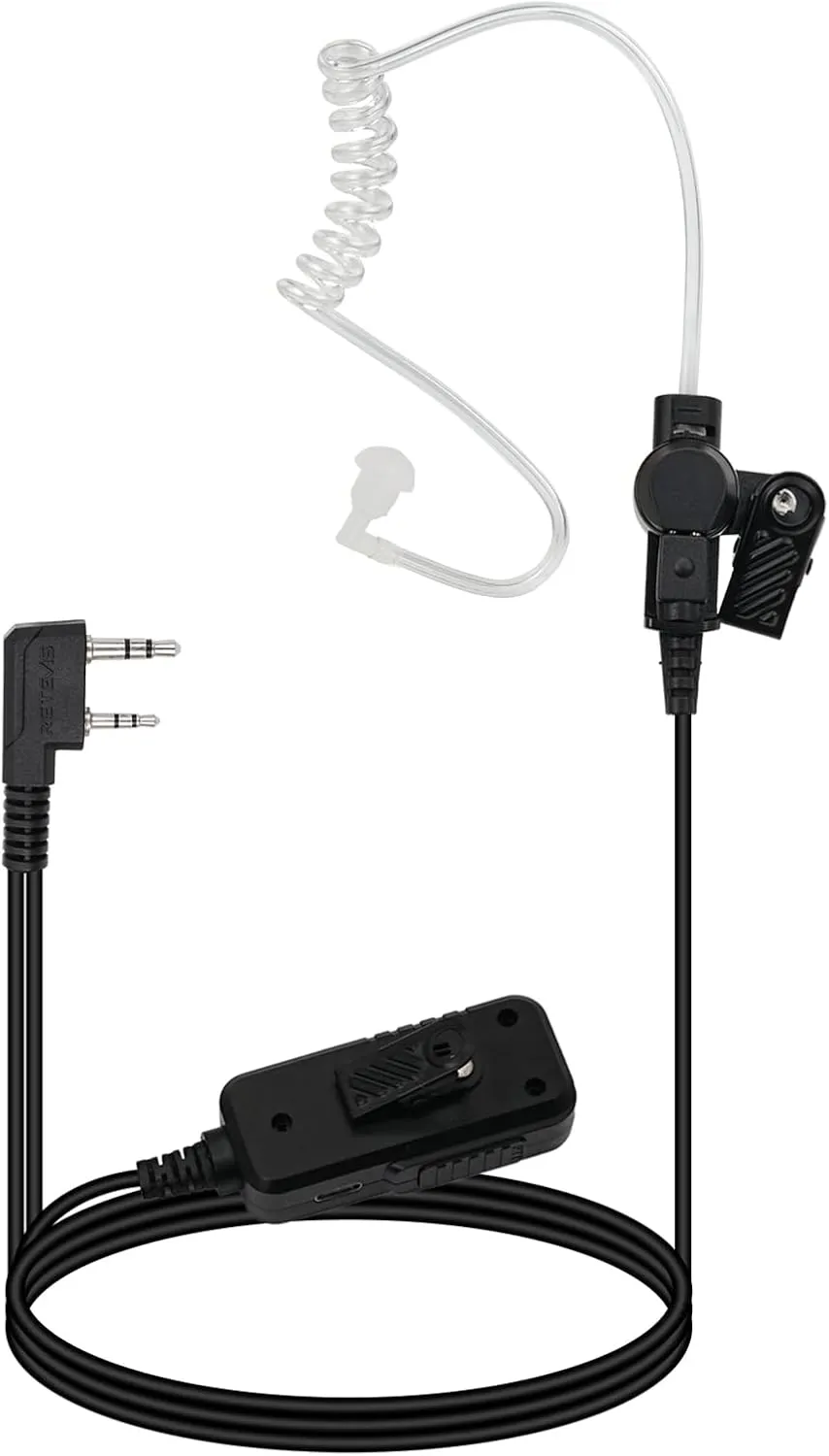 Retevis AI Active Noise Cancelling Two Way Radio Headset, Rechargeable, for RT22 RT21 H-777H RT68, Compatible with Pxton Baofeng BF-888S Kenwood Walkie Talkie, Walkie Talkie Earpiece with Mic(1 Pack)
