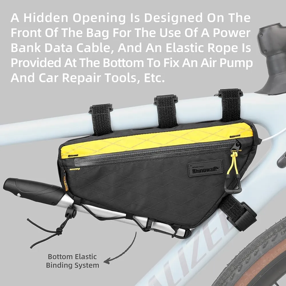 Rhinowalk Bicycle Front Frame Bag Bike Under Top Tube Triangle Bag Lightweight 1.7L Cycling Accessories Nylon Pack Pouch for Mountain Road Bike