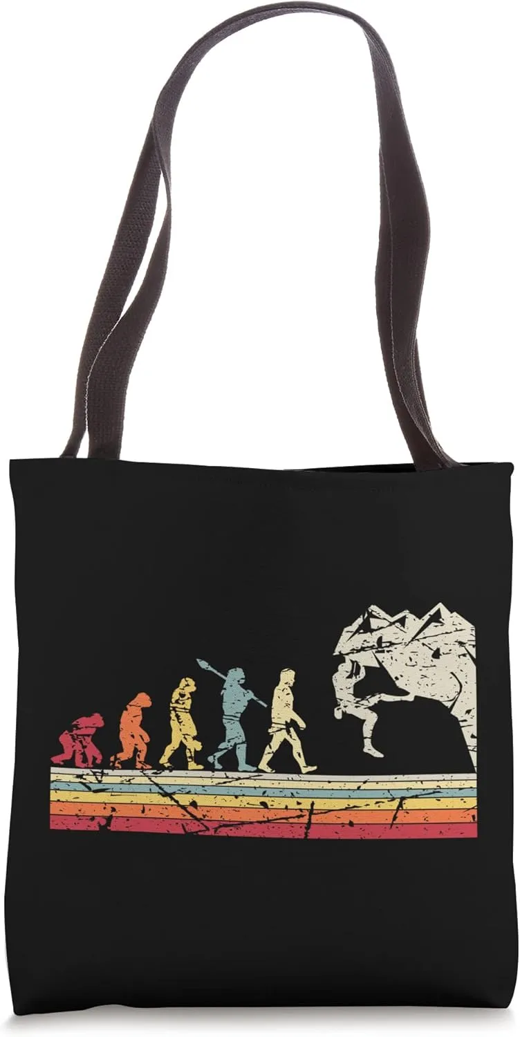 Rock Climbing Human Evolution Vintage Climber Tote Bag