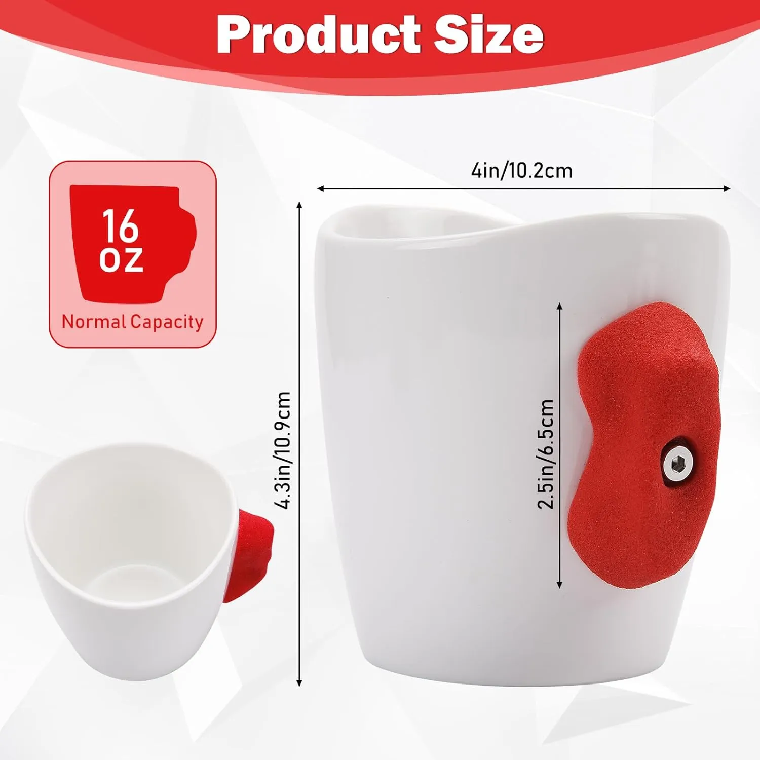 Rock Climbing Mug, 16 oz Ceramic Mug with Climbing Training Handles, Rock Climbing Gifts for Men Women, Climbing Hold Mug Bouldering Coffee Cup
