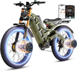 Romeo Pro 3 Electric Bike - [2025 Latest] 50MPH 5000W Dual Motor 60V 80AH 250Miles Long Range Ebike for Adults, 26" * 4.0 Fat Tire Fast Electric Mountain Bike Full Suspension Off-Road E-Bike, UL2849