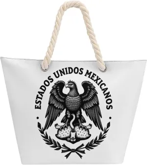 Rope Bag Women Men Beach Tote Bag with Hemp Rope Handle Top Zipper Boat Bag Large Capacity Handbag