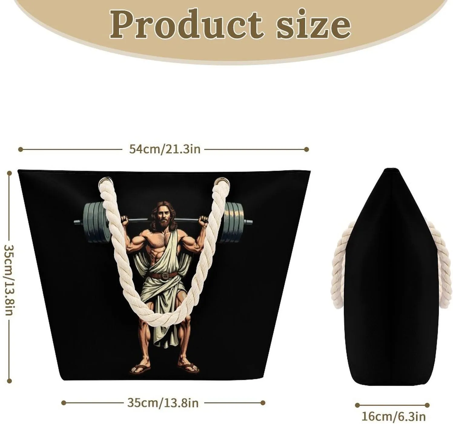 Rope Bag Women Men Beach Tote Bag with Hemp Rope Handle Top Zipper Boat Bag Large Capacity Handbag