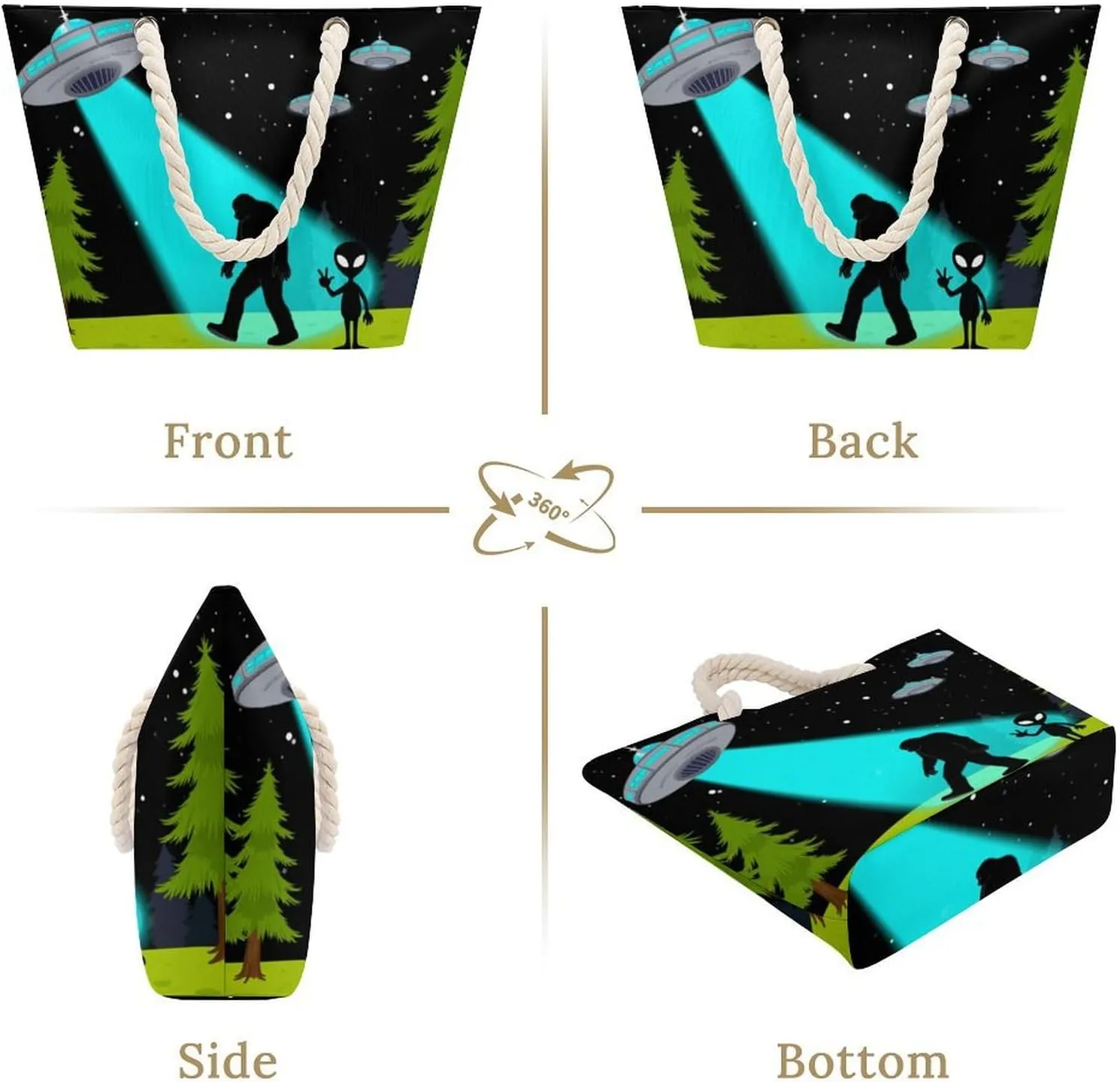 Rope Bag Women Men Beach Tote Bag with Hemp Rope Handle Top Zipper Boat Bag Large Capacity Handbag