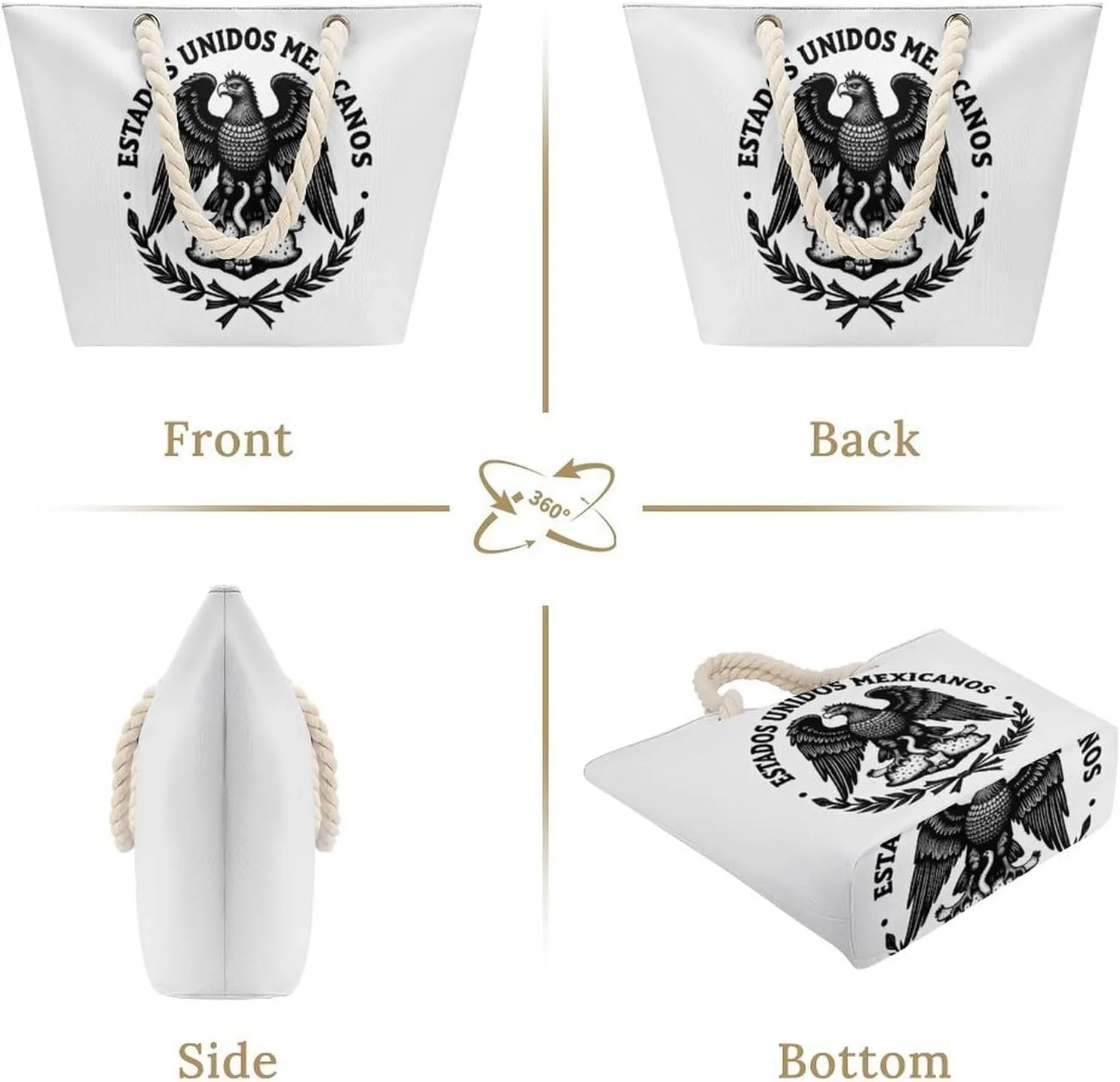 Rope Bag Women Men Beach Tote Bag with Hemp Rope Handle Top Zipper Boat Bag Large Capacity Handbag