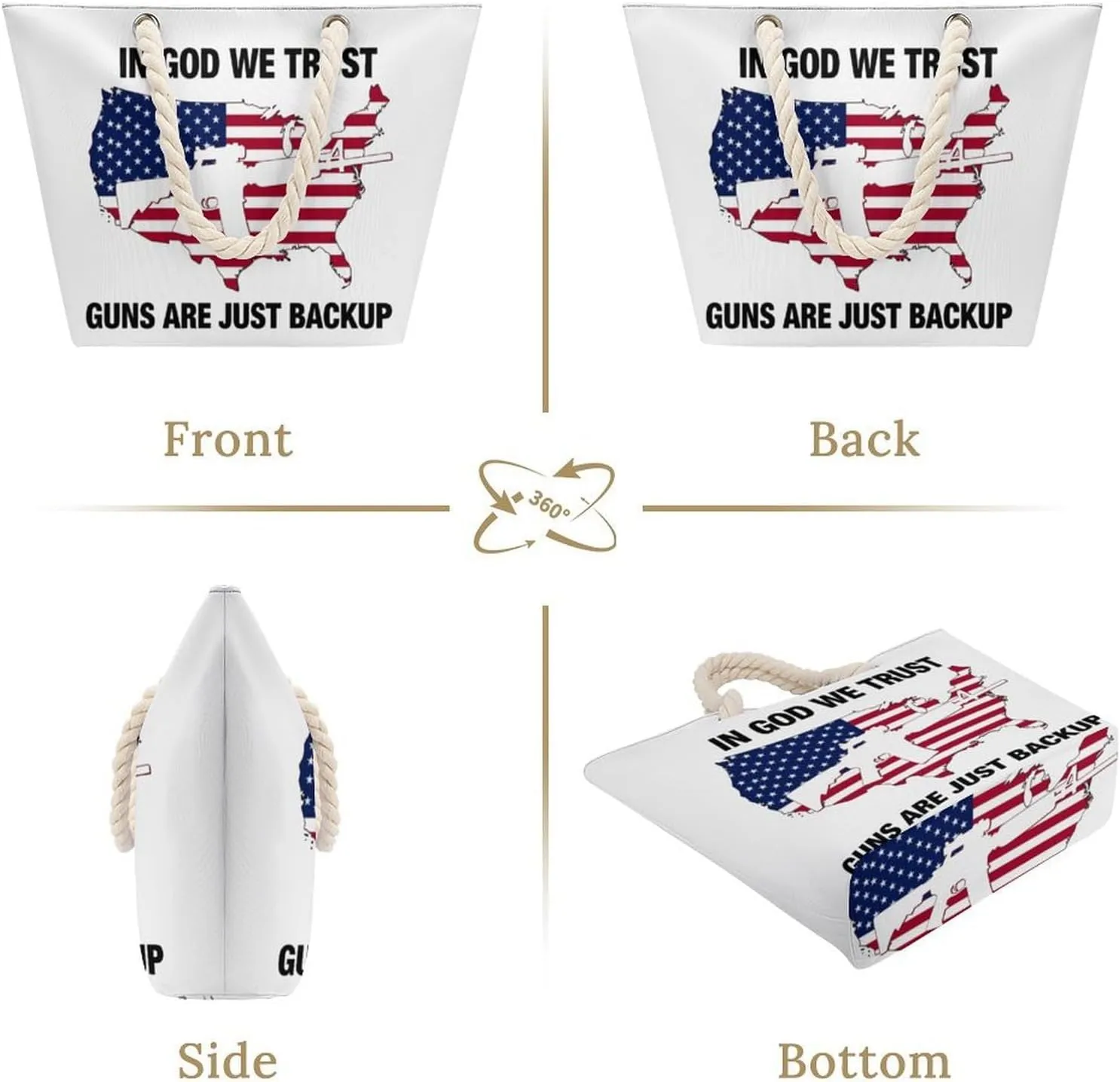 Rope Bag Women Men Beach Tote Bag with Hemp Rope Handle Top Zipper Boat Bag Large Capacity Handbag