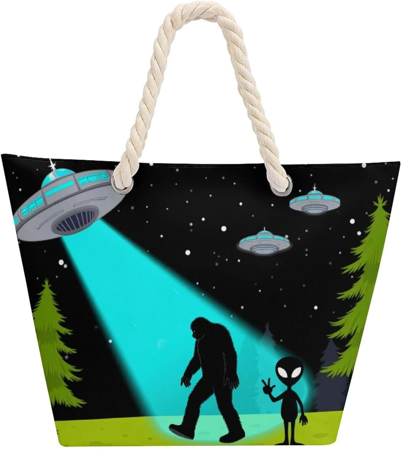 Rope Bag Women Men Beach Tote Bag with Hemp Rope Handle Top Zipper Boat Bag Large Capacity Handbag
