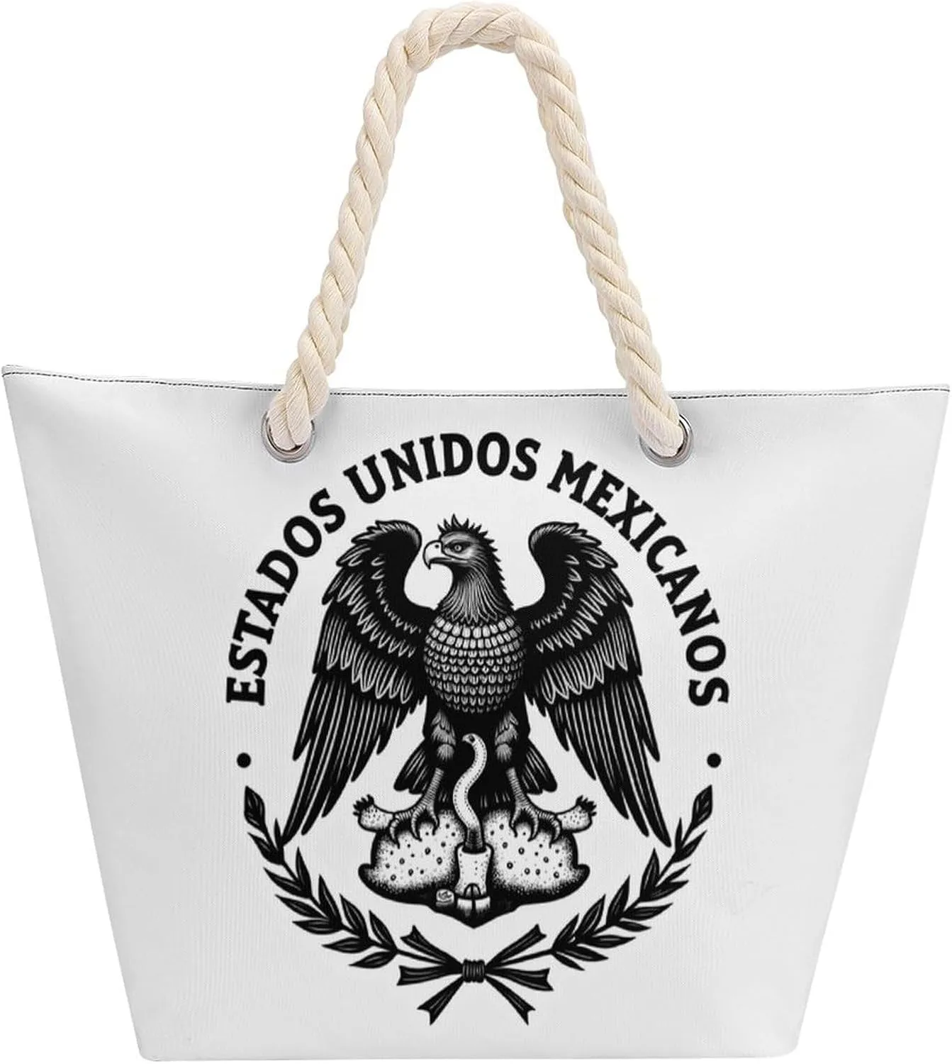 Rope Bag Women Men Beach Tote Bag with Hemp Rope Handle Top Zipper Boat Bag Large Capacity Handbag