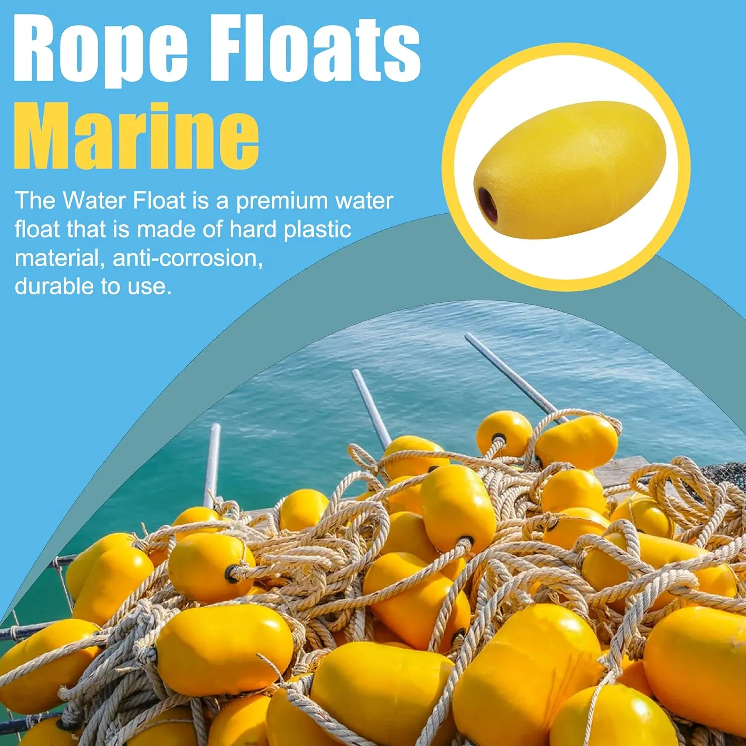 Rope Floats Marine Buoy Float, 4/8pcs Crab Trap Floats Deep Water Fishing Marker Buoys Oval Water Float Ski Rope Floats Anchor Float for Boats Swimming Pool Kayak Crabbing Trail Dock