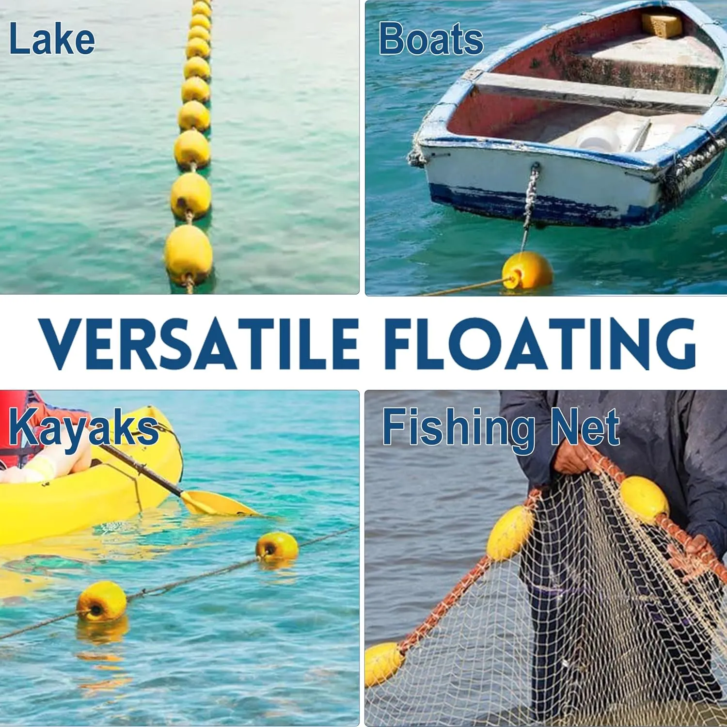 Rope Floats Marine Buoy Float, 4/8pcs Crab Trap Floats Deep Water Fishing Marker Buoys Oval Water Float Ski Rope Floats Anchor Float for Boats Swimming Pool Kayak Crabbing Trail Dock
