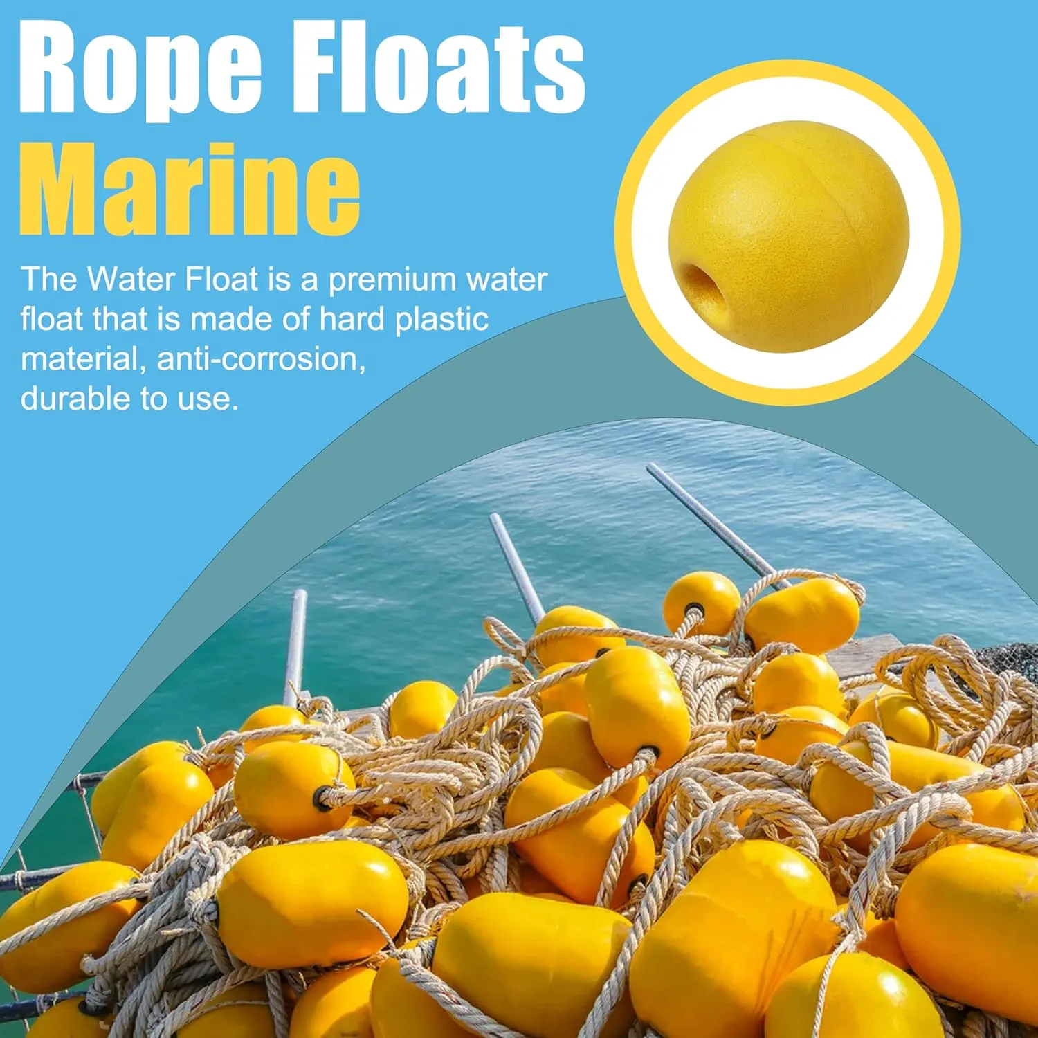 Rope Floats Marine Buoy Float, 4/8pcs Crab Trap Floats Deep Water Fishing Marker Buoys Oval Water Float Ski Rope Floats Anchor Float for Boats Swimming Pool Kayak Crabbing Trail Dock