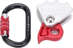 Rope Grab for Climbing | High Strength 24KN Secure Lock | Aviation Aluminum Lanyard for Mountaineering/Rock Climbing/High - Altitude Work | 15KN Protector with O - Type Lock