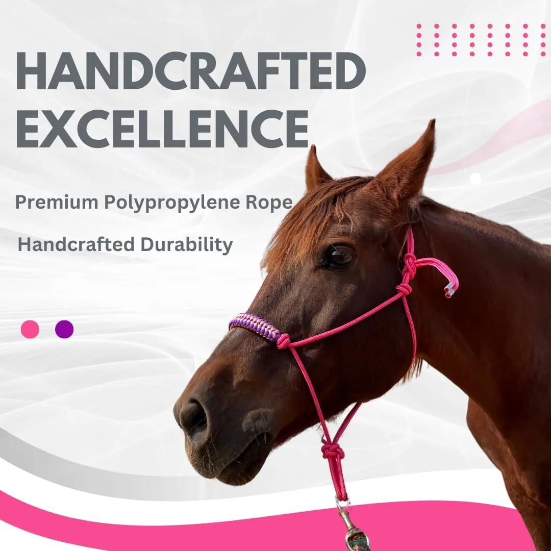 Rope Halters for Horses,Durable Design, Multiple, Beautiful Hand Braided,Horsehead Rope Halter