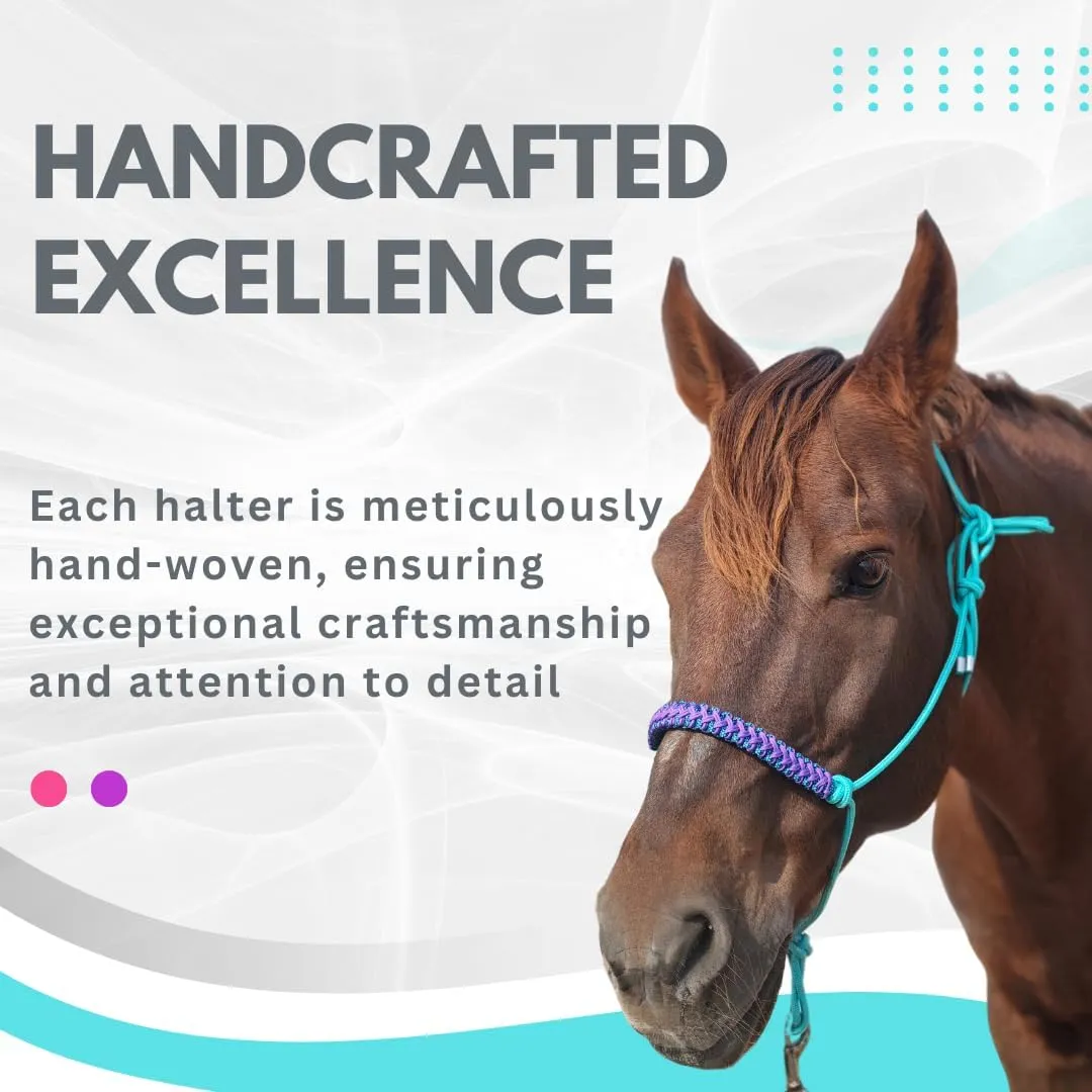 Rope Halters for Horses,Durable Design, Multiple, Beautiful Hand Braided,Horsehead Rope Halter