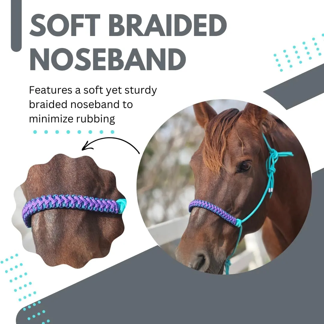 Rope Halters for Horses,Durable Design, Multiple, Beautiful Hand Braided,Horsehead Rope Halter