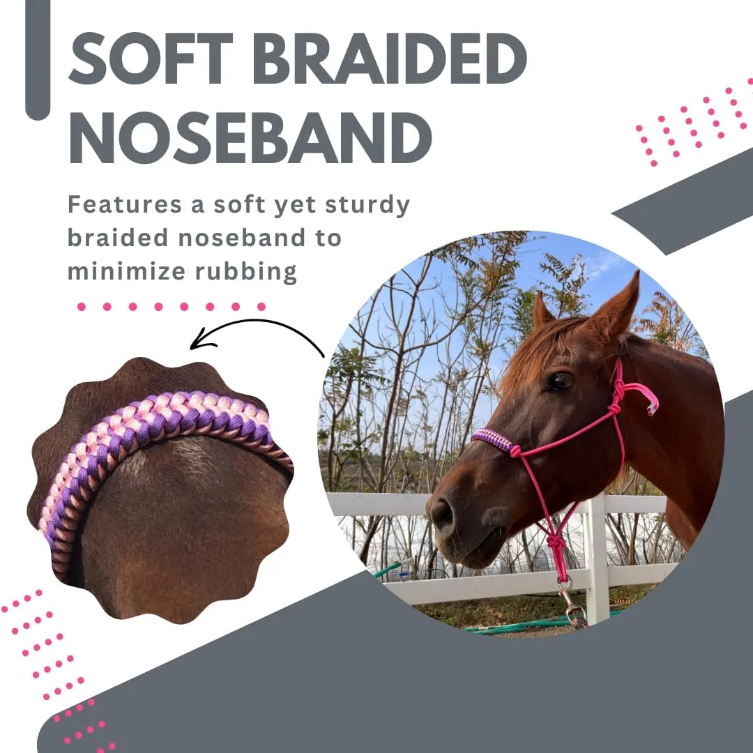 Rope Halters for Horses,Durable Design, Multiple, Beautiful Hand Braided,Horsehead Rope Halter