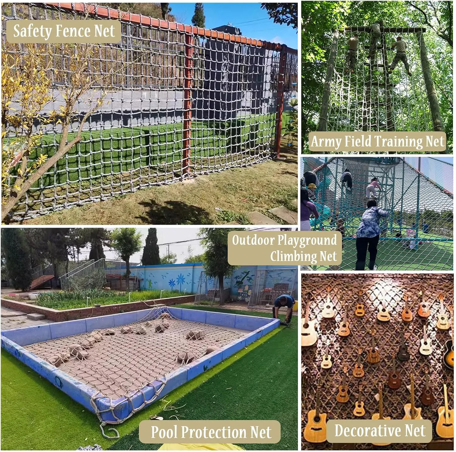 Rope Net Climbing Playground Safety Nets Kids Treehouse Rope Ladder Truck Trailer Protection Cargo Netting Rope Decor Net,1 * 1m