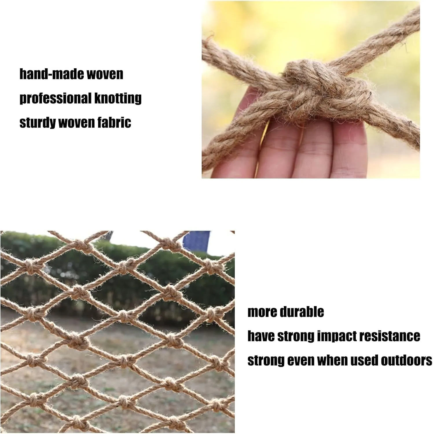 Rope Net Kids Climbing Safety Net Heavy Duty Hemp Rope Cargo Net Outdoor Garden Plant Protective Net Playground Swingset Rock Treehouse Railing (Size : 2 * 3m(7 * 10ft))
